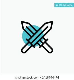 Sword, Ireland, Swords turquoise highlight circle point Vector icon