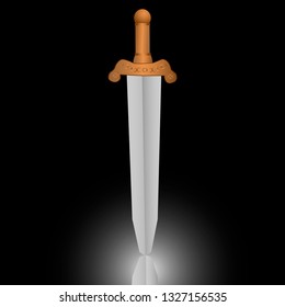 Sword isolated on black background. Vector illustration of a sword.
