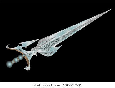 sword isolated on black background. 10 EPS
