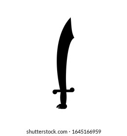 Schwert einzeln auf weißem Hintergrund. Piraten Schwert antike Waffe Design Silhouette. Rüstung des Exekutivorgans. Vektorillustration Illustration, Einfaches Symbol Handgezeichnet. EPS10-Dateiprojekt
