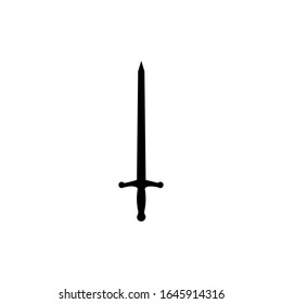 Sword isolated on white background. Military sword ancient weapon design silhouette. Vector illustration, Simple Icon. Daggers and Knifes Hand Drawn. EPS 10 File Project
