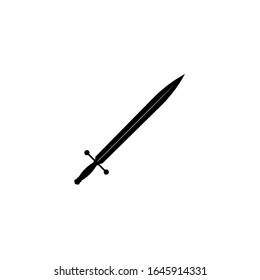 Espada aislada sobre fondo blanco. Silueta de diseño de armas antiguas con espada militar. Icono simple, ilustración vectorial. Dagas y cuchillas dibujadas a mano. Proyecto de archivo EPS 10