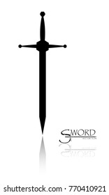 sword isolated on white background , Military sword  ancient weapon design silhouette