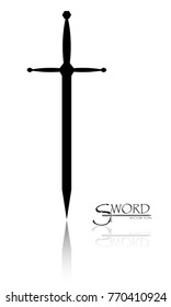 sword isolated on white background , Military sword  ancient weapon design silhouette