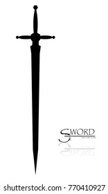 sword isolated on white background , Military sword  ancient weapon design silhouette