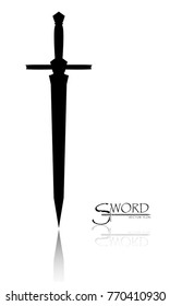 sword isolated on white background , Military sword  ancient weapon design silhouette