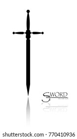 sword isolated on white background , Military sword  ancient weapon design silhouette