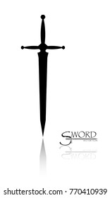 sword isolated on white background , Military sword  ancient weapon design silhouette