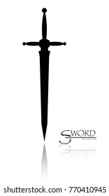 sword isolated on white background , Military sword  ancient weapon design silhouette