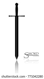 sword isolated on white background , Military sword  ancient weapon design silhouette