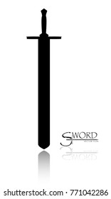 sword isolated on white background , Military sword  ancient weapon design silhouette