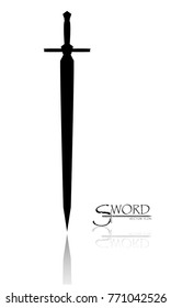 sword isolated on white background , Military sword  ancient weapon design silhouette