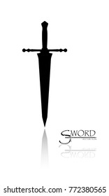 sword isolated on white background , Military sword  ancient weapon design silhouette