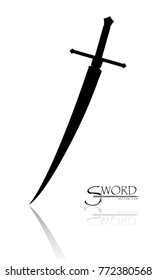 sword isolated on white background , Military sword  ancient weapon design silhouette