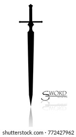 sword isolated on white background , Military sword  ancient weapon design silhouette