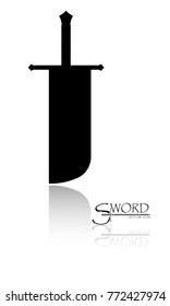 sword isolated on white background , Military sword  ancient weapon design silhouette