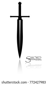 sword isolated on white background , Military sword  ancient weapon design silhouette