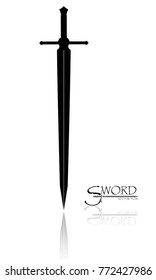 sword isolated on white background , Military sword  ancient weapon design silhouette