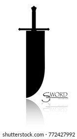 sword isolated on white background , Military sword  ancient weapon design silhouette