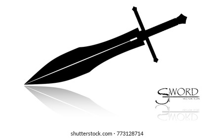 sword isolated on white background , Military sword  ancient weapon design silhouette