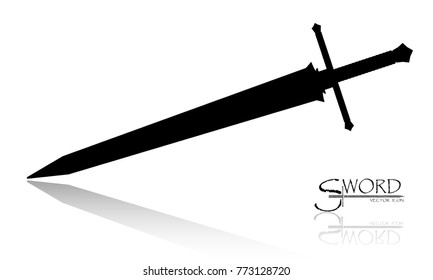 sword isolated on white background , Military sword  ancient weapon design silhouette