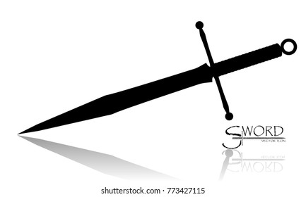 sword isolated on white background , Military sword  ancient weapon design silhouette