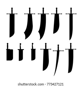 sword isolated on white background , Military sword  ancient weapon design silhouette
