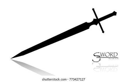 sword isolated on white background , Military sword  ancient weapon design silhouette