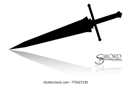 sword isolated on white background , Military sword  ancient weapon design silhouette