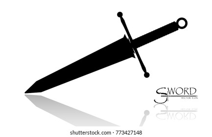 sword isolated on white background , Military sword  ancient weapon design silhouette