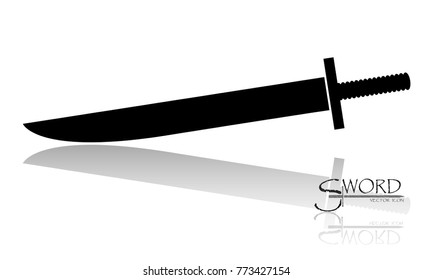 sword isolated on white background , Military sword  ancient weapon design silhouette
