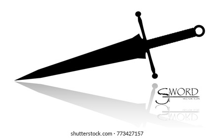sword isolated on white background , Military sword  ancient weapon design silhouette