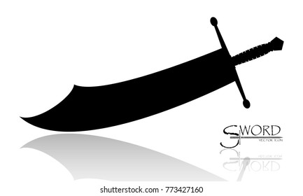 sword isolated on white background , Military sword  ancient weapon design silhouette