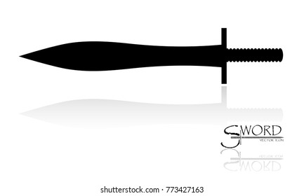 sword isolated on white background , Military sword  ancient weapon design silhouette