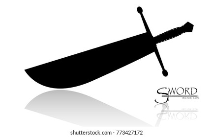 sword isolated on white background , Military sword  ancient weapon design silhouette