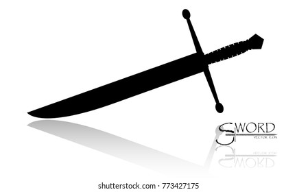 sword isolated on white background , Military sword  ancient weapon design silhouette