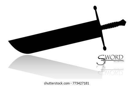 sword isolated on white background , Military sword  ancient weapon design silhouette
