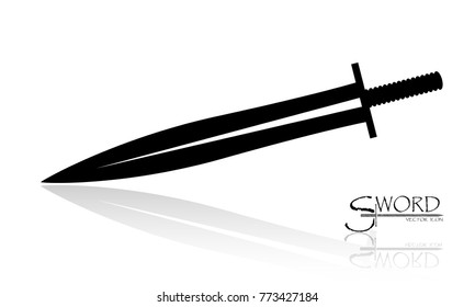 sword isolated on white background , Military sword  ancient weapon design silhouette