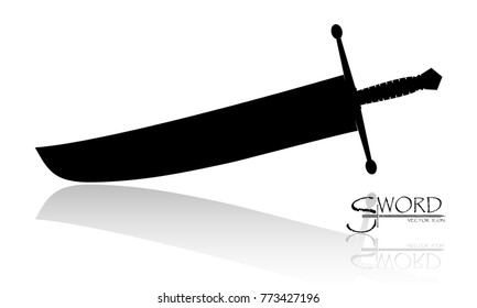 sword isolated on white background , Military sword  ancient weapon design silhouette