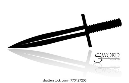 sword isolated on white background , Military sword  ancient weapon design silhouette