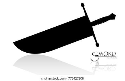 sword isolated on white background , Military sword  ancient weapon design silhouette