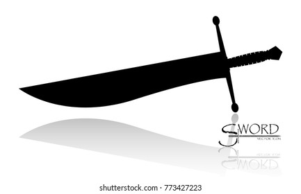 sword isolated on white background , Military sword  ancient weapon design silhouette