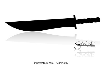sword isolated on white background , Military sword  ancient weapon design silhouette