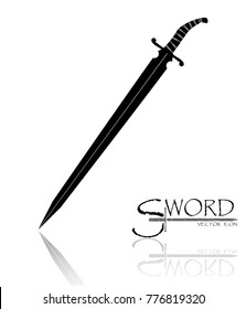 sword isolated on white background , Military sword  ancient weapon design silhouette, European straight swords., vector illustration, Daggers and Knifes Hand Drawn