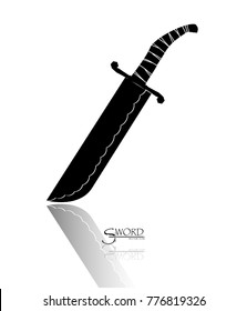 sword isolated on white background , Military sword  ancient weapon design silhouette, European straight swords., vector illustration, Daggers and Knifes Hand Drawn
