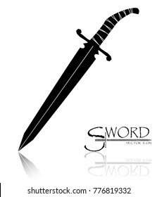sword isolated on white background , Military sword  ancient weapon design silhouette, European straight swords., vector illustration, Daggers and Knifes Hand Drawn