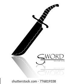 sword isolated on white background , Military sword  ancient weapon design silhouette, European straight swords., vector illustration, Daggers and Knifes Hand Drawn
