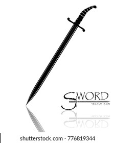 sword isolated on white background , Military sword  ancient weapon design silhouette, European straight swords., vector illustration, Daggers and Knifes Hand Drawn