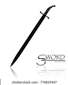 sword isolated on white background , Military sword  ancient weapon design silhouette, European straight swords., vector illustration, Daggers and Knifes Hand Drawn