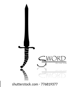sword isolated on white background , Military sword  ancient weapon design silhouette, European straight swords., vector illustration, Daggers and Knifes Hand Drawn